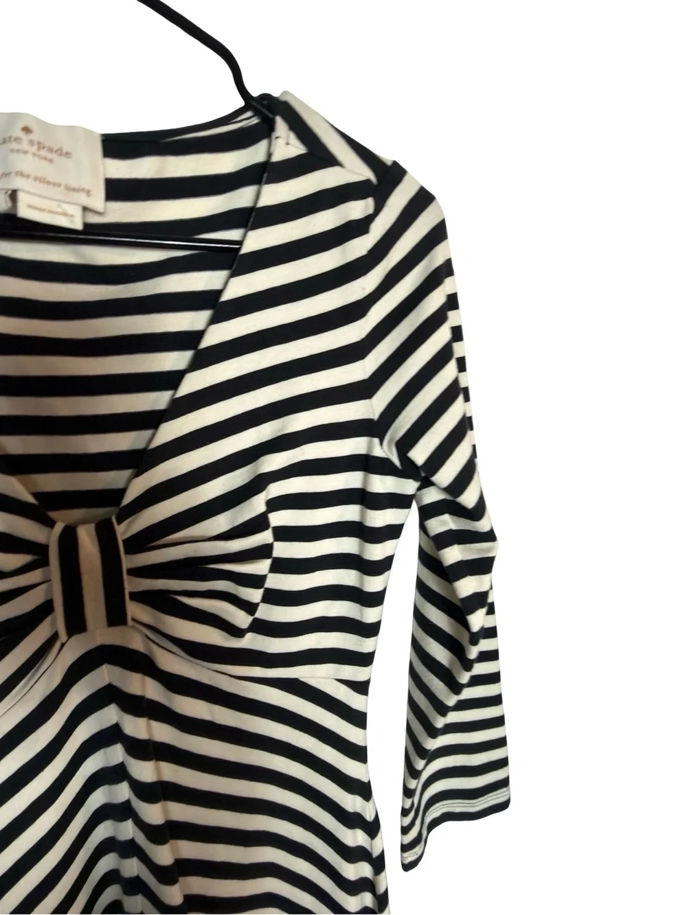 Kate Spade New York Black & Cream Striped Fit & Flare Dress Size Small